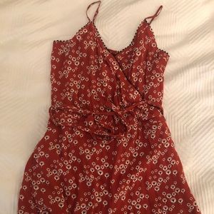 Red floral romper